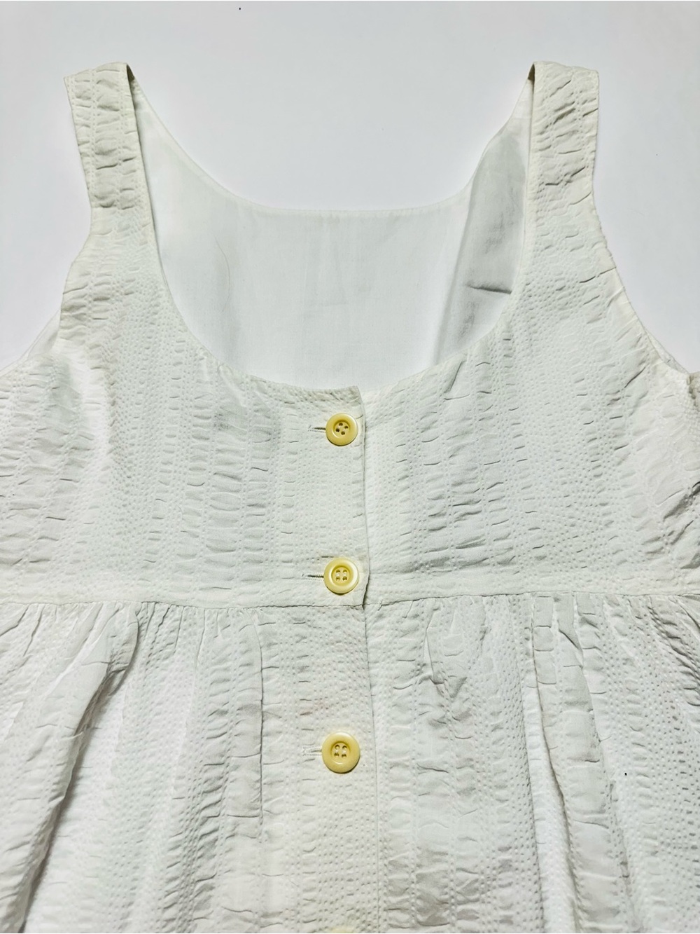 J. Crew White Textured Cotton Button Front Sundress Cottagecore Size 4 - Picture 8 of 11